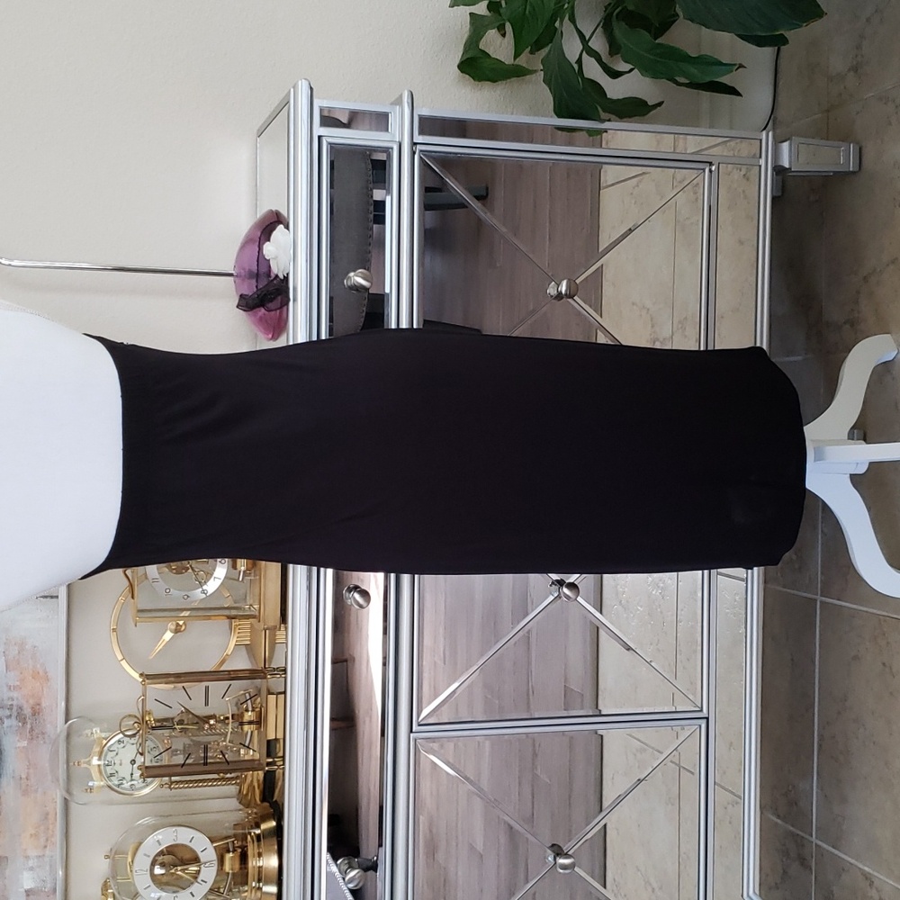 Gorgeous Black Jersey Tube Top Strapless Dress L - Picture 3 of 5